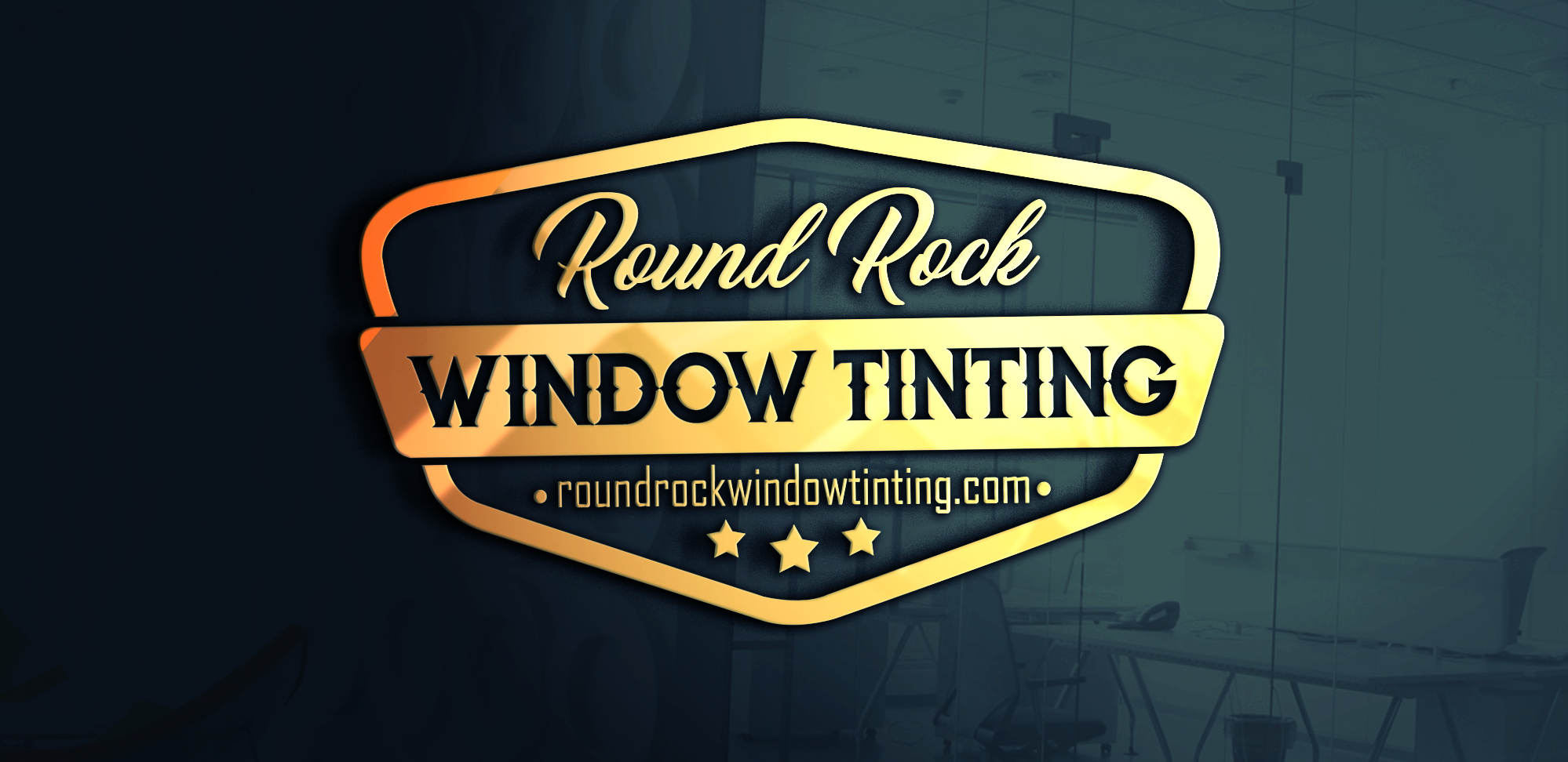 3d Round Rock Window Tinting Logo