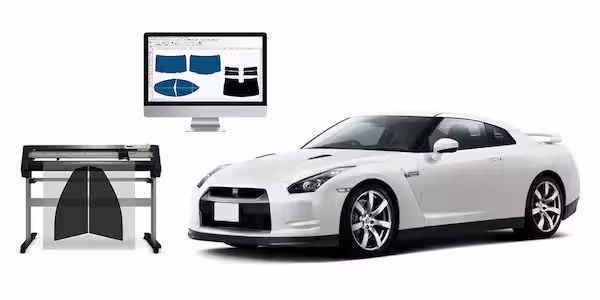 Computer-cut tint patterns so no cutting on customer cars - white nissan gtr