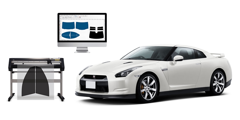 picture of plotter computer and car
